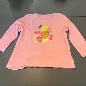 Kim Rogers Pink Long-Sleeve Tee with Fruit Graphic